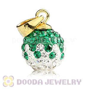 Gold Plated Silver 10mm Green-White Czech Crystal Pendants Wholesale