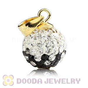 Gold Plated Silver 10mm Black-White Czech Crystal Pendants Wholesale