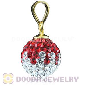 Gold Plated Silver 10mm Red-White Czech Crystal Pendants Wholesale