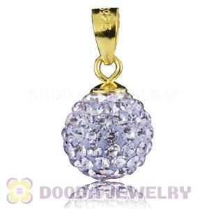 Gold Plated Silver 10mm Lavender Czech Crystal Pendants Wholesale