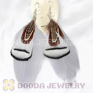 Brown Tibetan Jaderic Bohemia Grizzly Feather Earrings Wholesale