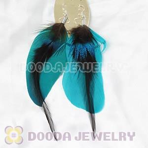 Blue Tibetan Jaderic Bohemia Grizzly Feather Earrings Wholesale