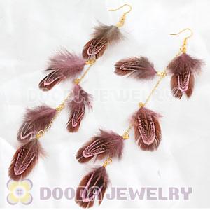 Cheap Pink Extra Long Feather Earrings Wholesale