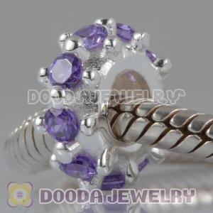 Solid Sterling Silver European Style Beads with Stone