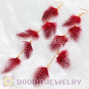 Cheap Red Extra Long Feather Earrings Wholesale