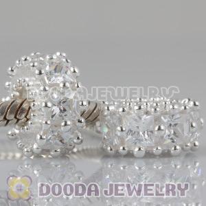 S925 Sterling Silver European Style Beads with White Stone