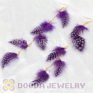 Cheap Purple Extra Long Feather Earrings Wholesale