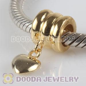 Gold Plated European Beads Dangle Heart Charms