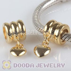 Gold Plated European Beads Dangle Heart Charms