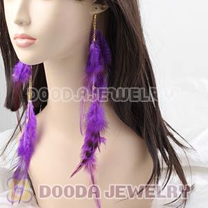 Fashion Purple Extra Long Feather Earrings Wholesale