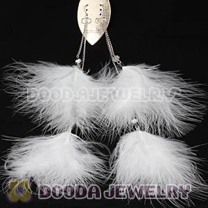 Fashion White Fluffy Extra Long Feather Earrings Wholesale