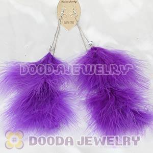 Fashion Purple Fluffy Extra Long Feather Earrings Wholesale
