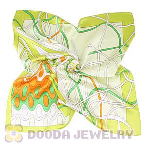 Yellow Printed Silk Scarf 50X50cm Small Square Satin Pure Silk Scarves Wholesale