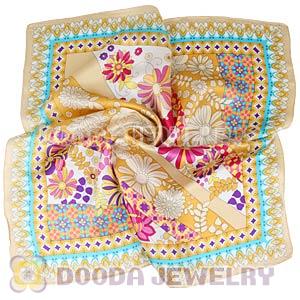 Printed Floral Silk Scarf 50X50cm Small Square Satin Pure Silk Scarves Wholesale