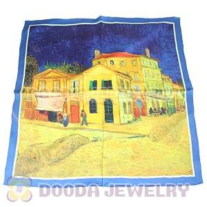 Pure Silk Scarves 65×65cm Van Gogh's The Yellow House Medium Square Silk Scarf Shawls