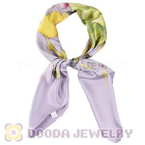 Floral Large Square Silk Scarves for Women 105×105cm Hand Painted Silk Scarf 
