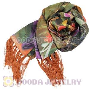 Long Oblong Fringed Silk Scarves 170×50cm Silk Scarf Painting Wholesale 