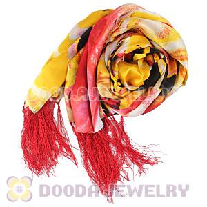 Long Oblong Fringed Silk Scarves 170×50cm Silk Scarf Painting Wholesale 