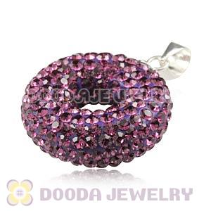 Sterling Silver Pink Czech Crystal Pendants Wholesale