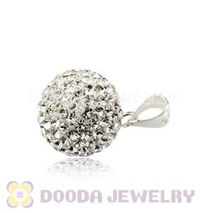 12mm Sterling Silver White Czech Crystal Pendants Wholesale