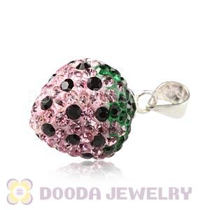 12X13mm Sterling Silver Czech Crystal Strawberry Pendants Wholesale