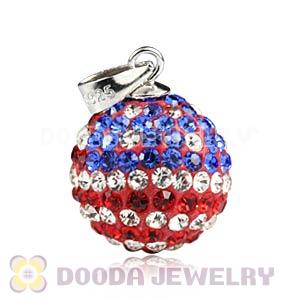 14mm Sterling Silver Czech Crystal The Old Glory Pendants Wholesale