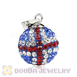 14mm Sterling Silver Czech Crystal Union Jack Pendants Wholesale