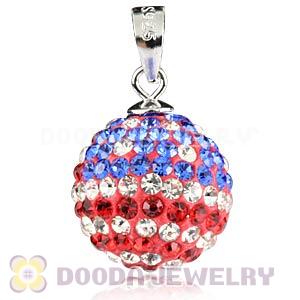14mm Sterling Silver Czech Crystal The Old Glory Pendants Wholesale