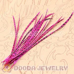 Magenta Striped Goose Biots Loose Feather Hair Extensions Wholesale