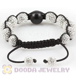 12mm Pave Czech Crystal Bead Handmade String Bracelets With Agate Beads