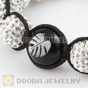 12mm Pave Czech Crystal Bead Handmade String Bracelets With Agate Beads