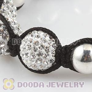 Sterling Silver Ball and 12mm Czech Crystal Bead Handmade String Bracelets