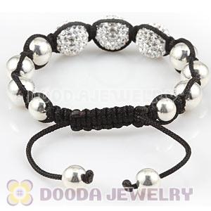 Sterling Silver Ball and 12mm Czech Crystal Bead Handmade String Bracelets