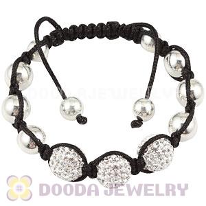 Sterling Silver Ball and 12mm Czech Crystal Bead Handmade String Bracelets