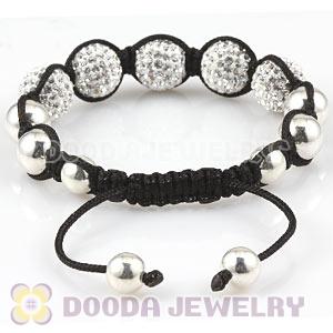 Sterling Silver Ball And 12mm Czech Crystal Bead Handmade String Bracelets