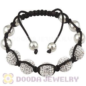 Sterling Silver Ball And 12mm Czech Crystal Bead Handmade String Bracelets
