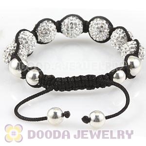 Sterling Silver Ball And 12mm Czech Crystal Bead Handmade String Bracelets