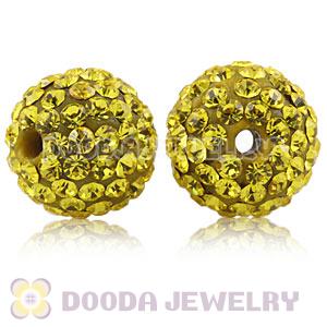 12mm Pave Yellow Czech Crystal Ball Bead Wholesale