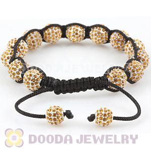 Yellow Disco Ball Bead Alloy Crystal Bracelets Wholesale