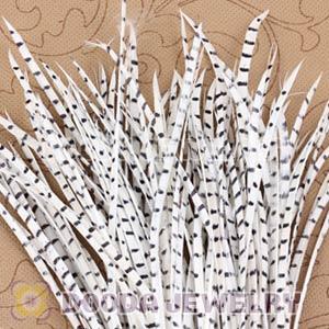 White Striped Goose Biots Loose Feather Hair Extensions Wholesale