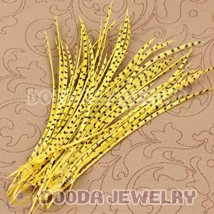 Yellow Striped Goose Biots Loose Feather Hair Extensions Wholesale