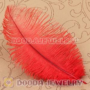 Red Plumes Big Flake Ostrich Feather Hair Extensions Wholesale