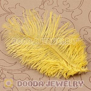 Yellow Plumes Big Flake Ostrich Feather Hair Extensions Wholesale