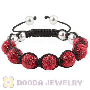 Sterling Silver Ball And 12mm Red Czech Crystal Bead Handmade String Bracelets