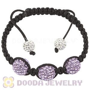 12mm Pave Lavender Czech Crystal Bead Handmade String Bracelets Wholesale
