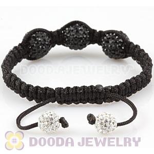 12mm Pave Black Czech Crystal Bead Handmade String Bracelets Wholesale