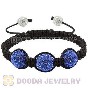 12mm Pave Blue Czech Crystal Bead Handmade String Bracelets Wholesale