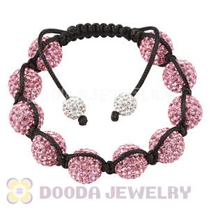 12mm Pave Pink Czech Crystal Bead Handmade String Bracelets Wholesale