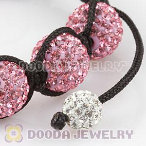 12mm Pave Pink Czech Crystal Bead Handmade String Bracelets Wholesale