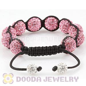 12mm Pave Pink Czech Crystal Bead Handmade String Bracelets Wholesale